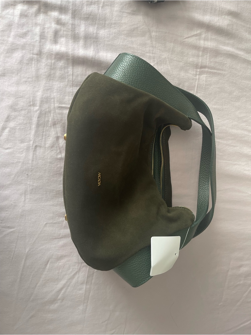 Arcadia Olive Green Suede and Leather Crossbody Bag